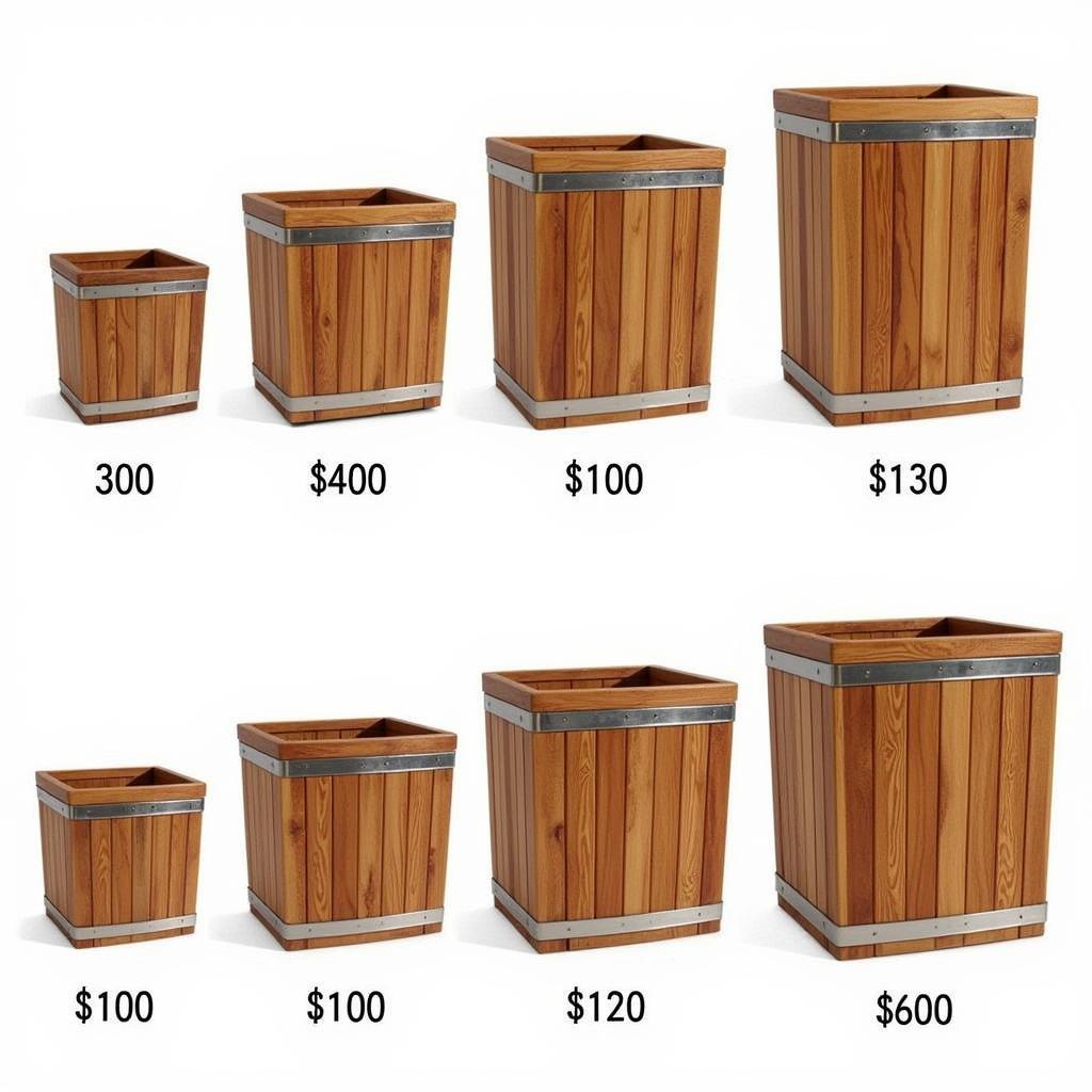 Various Sizes of Wooden Square Barrels