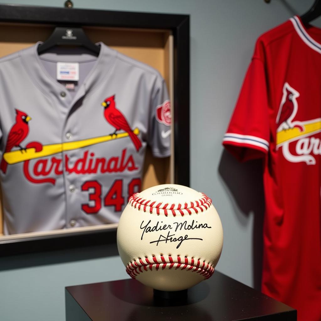 Yadier Molina Autographed Baseball and Jersey