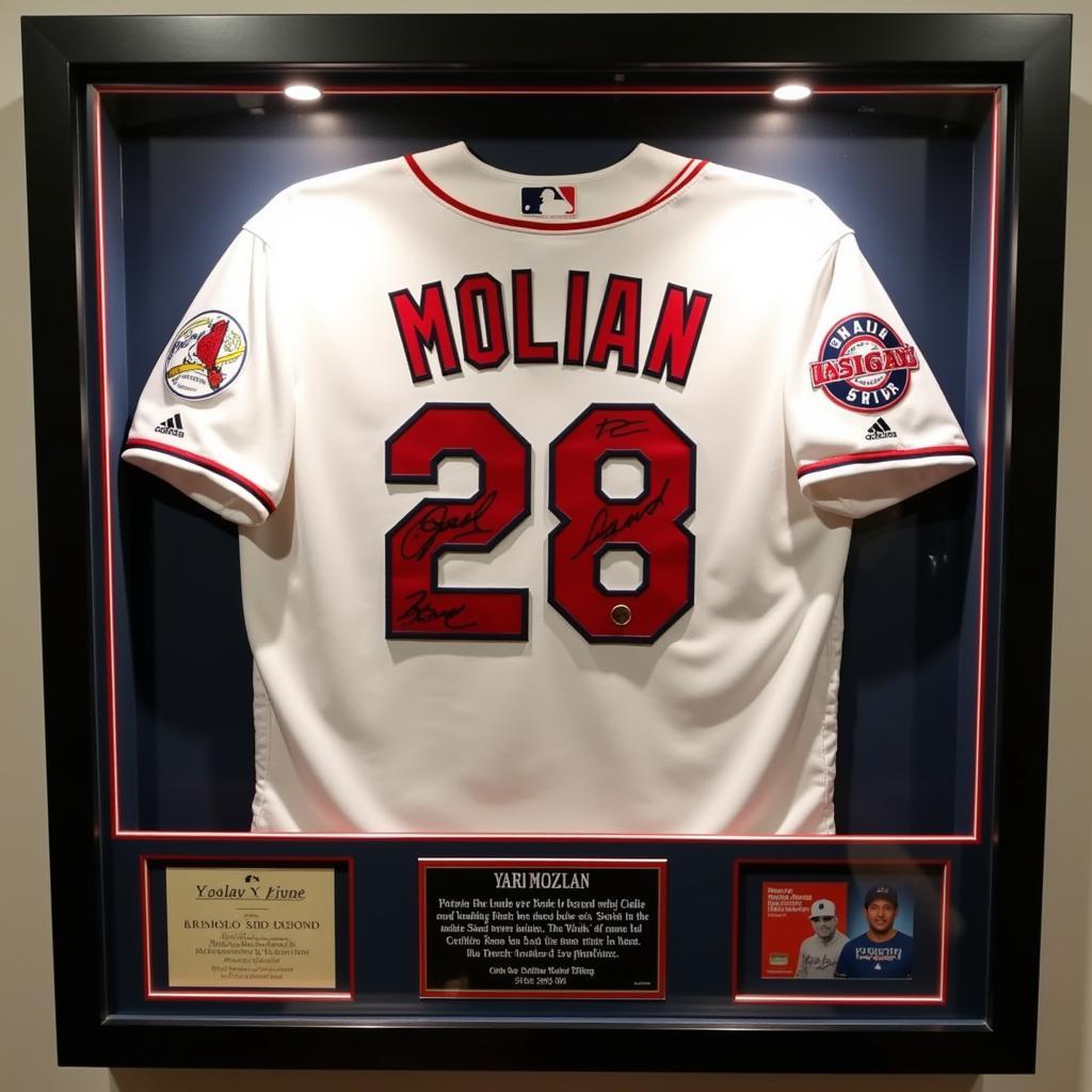 Yadier Molina Signed Jersey Display Case