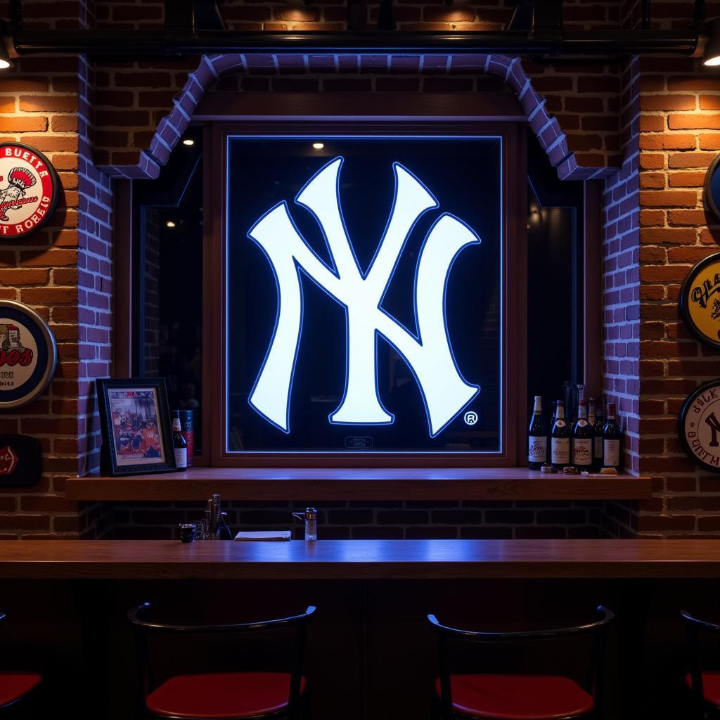 Yankees LED Sign in a Man Cave