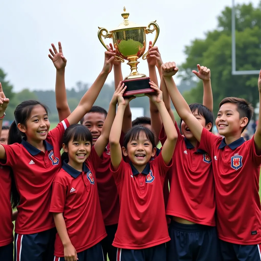 Young athletes celebrating victory at the John Welsh tournament 