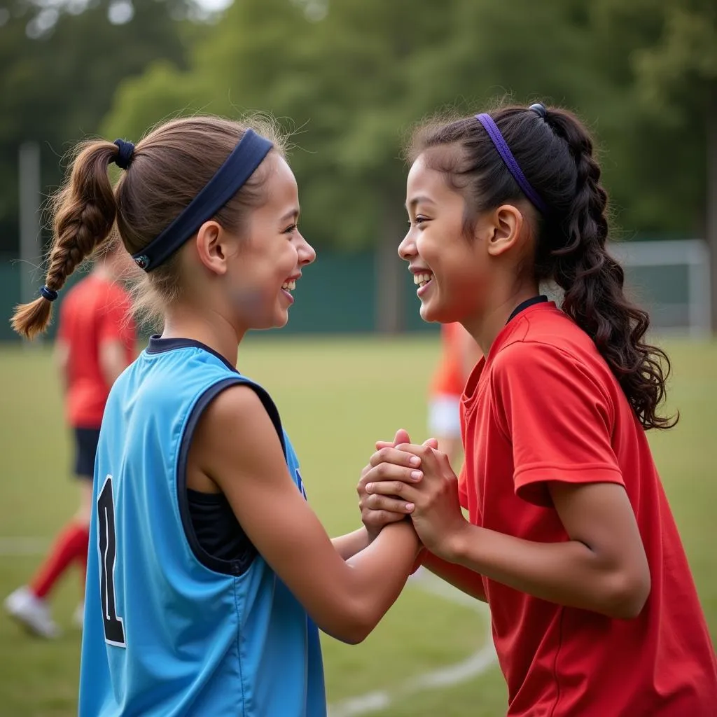 Young Athletes Shaking Hands in a Gesture of Sportsmanship