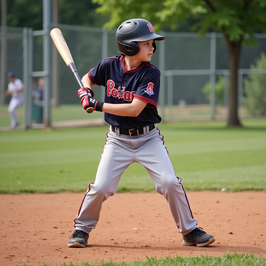 Young baseball player swinging a bat