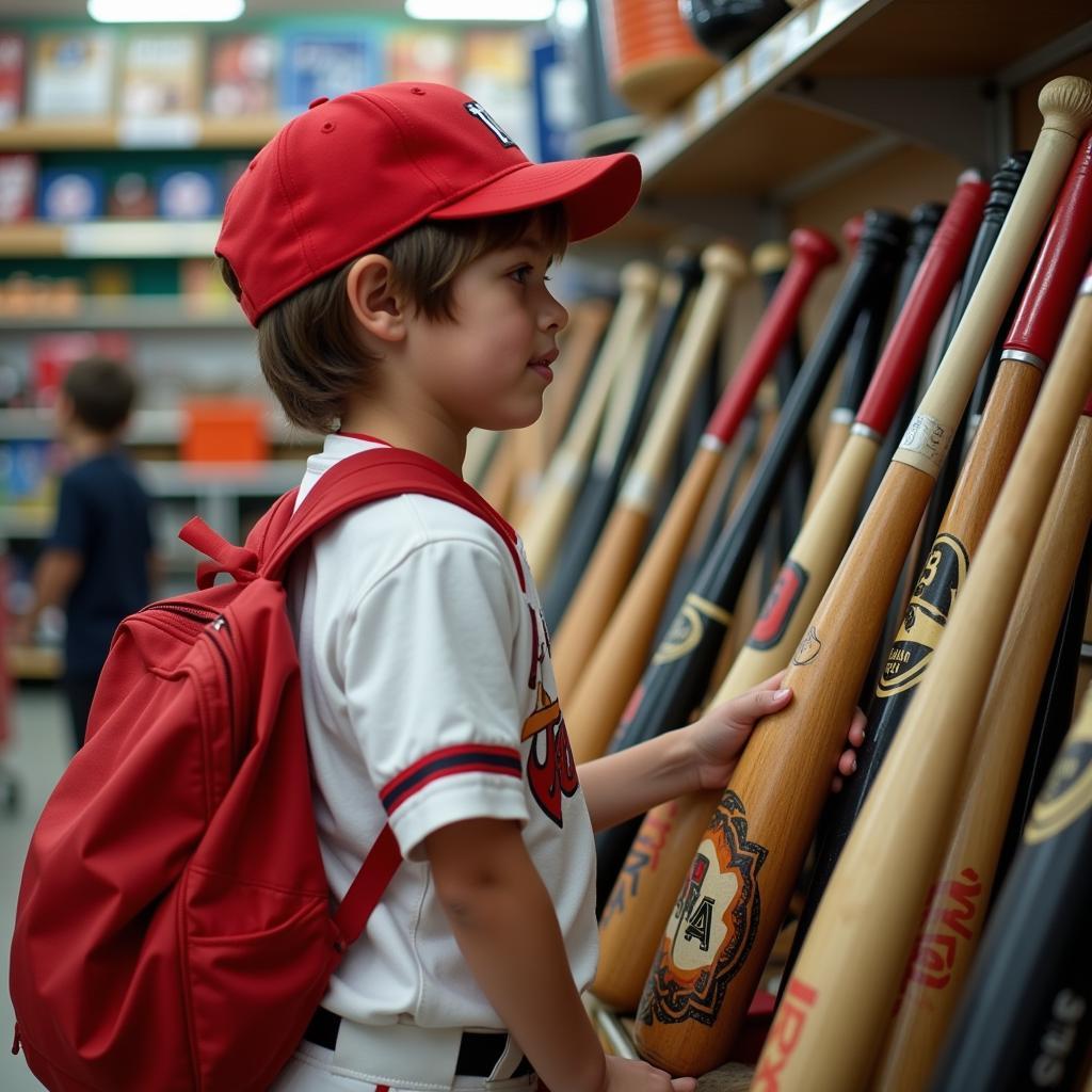 Young Baseball Player Choosing Bat