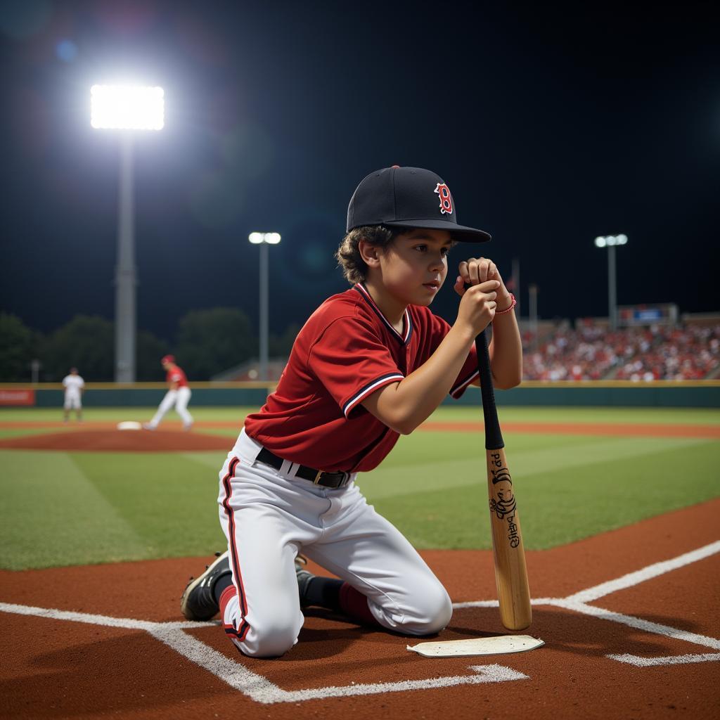 A young baseball player in South Hill getting ready for practice.