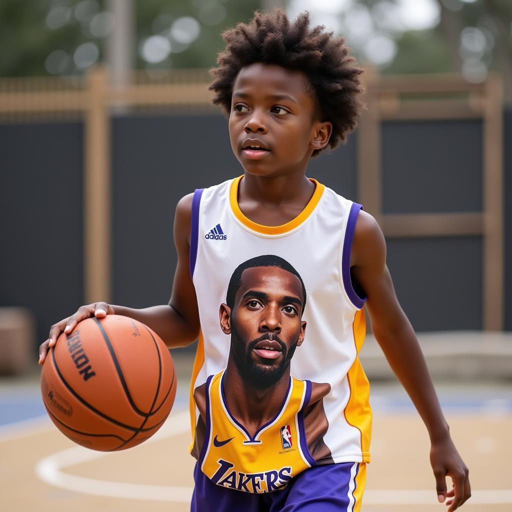 Young basketball player inspired by Kobe Bryant