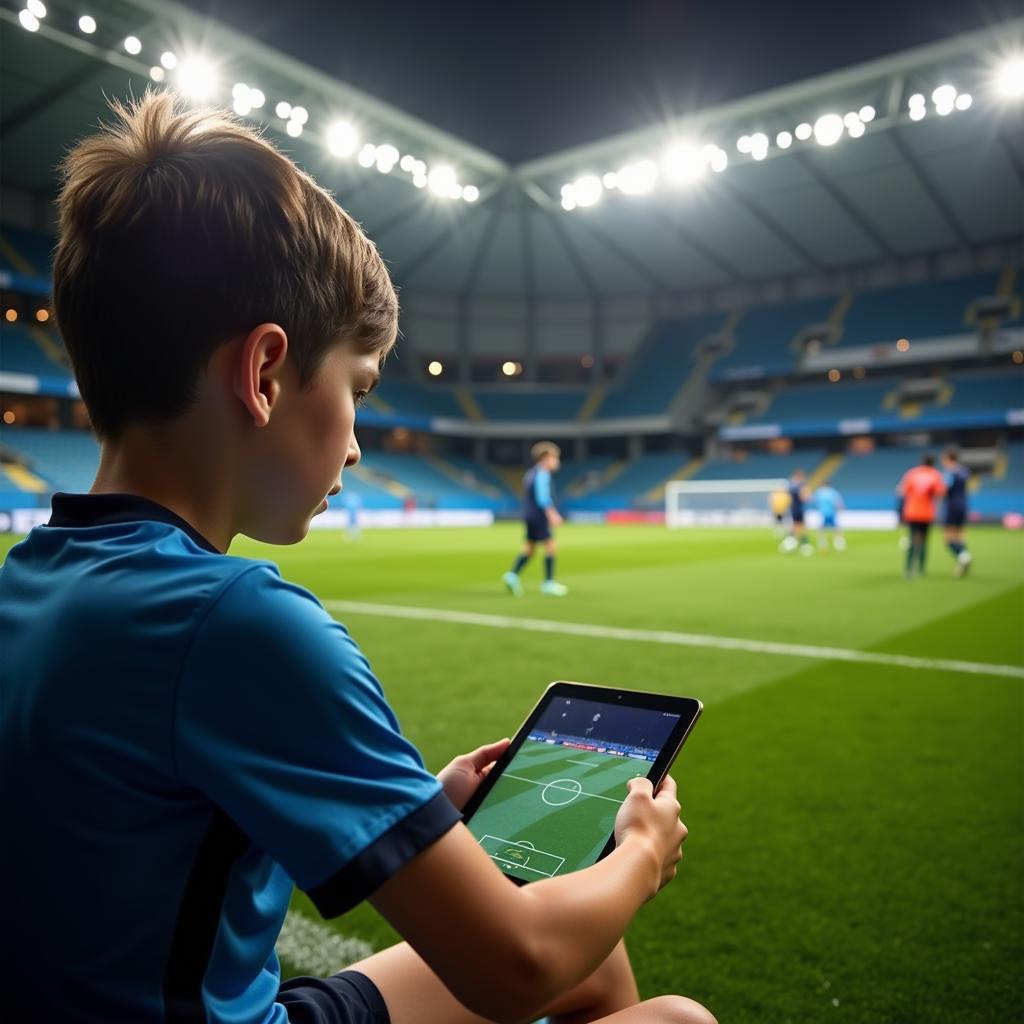 Young Footballer Analyzing a Match