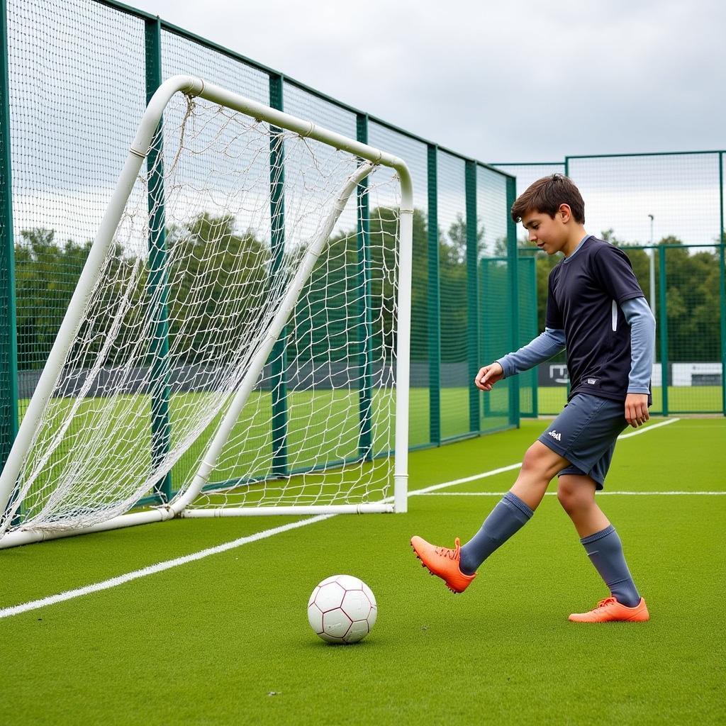 Young Footballer Practicing Passing