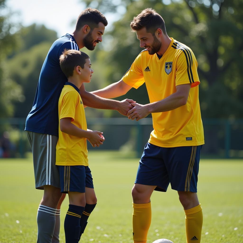 Young Footballer Receiving Guidance