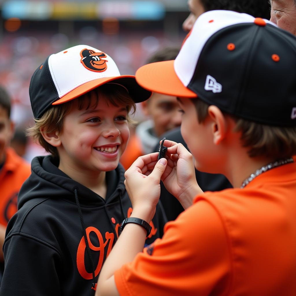 Young Orioles Fan Getting an Autograph