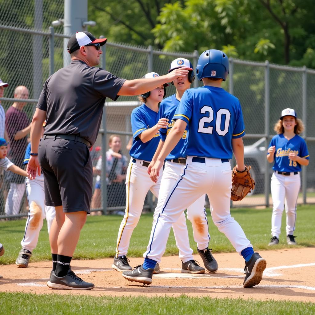 Youth baseball game in action