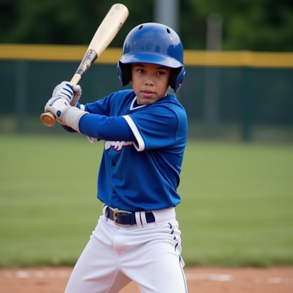 Youth Baseball Player Swinging