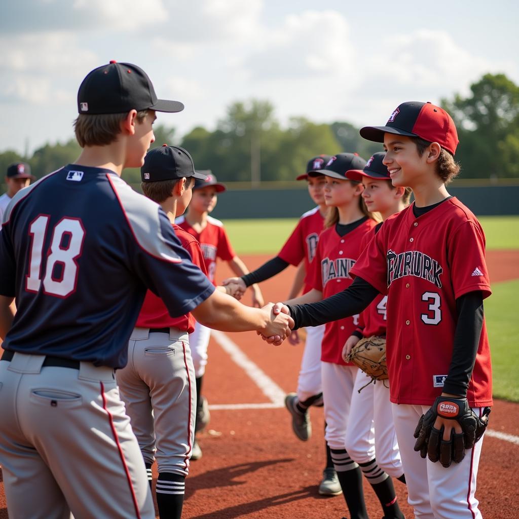 Youth Baseball Team Showing Sportsmanship