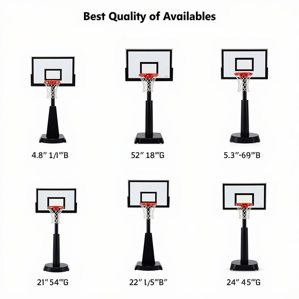 Different sizes of youth basketball hoops