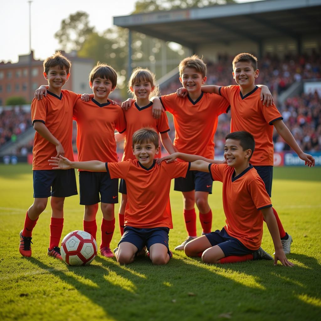 Youth Football Team Celebrating