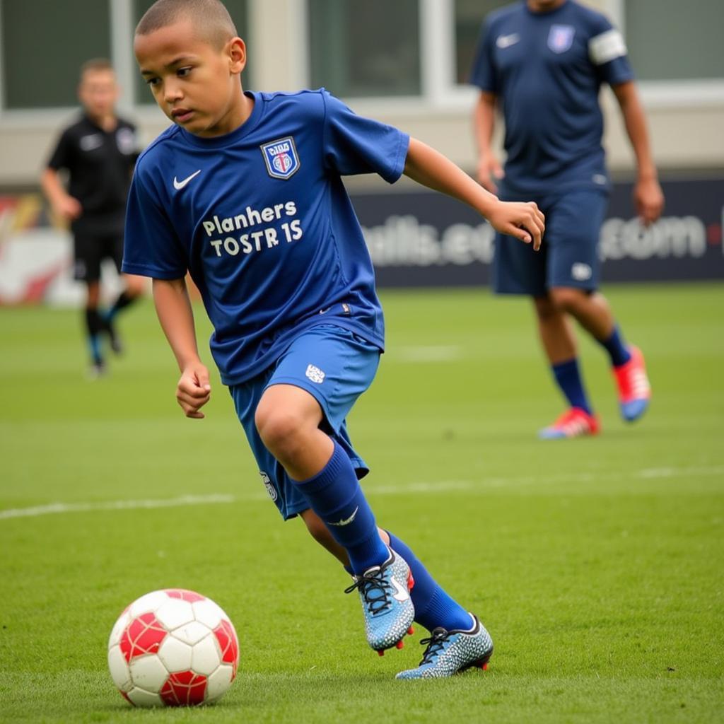 Youth Soccer Player Wearing East Bay TS Cleats