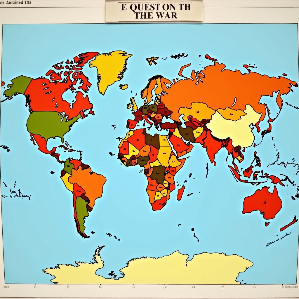 World Map in 1944:  Illustrating the geopolitical landscape during World War II.