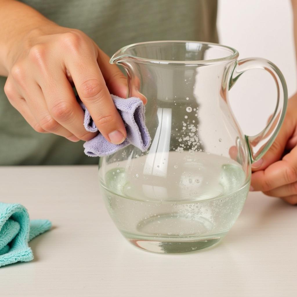 Cleaning a 1950s Glass Pitcher: Gentle hand washing with mild soap and warm water.