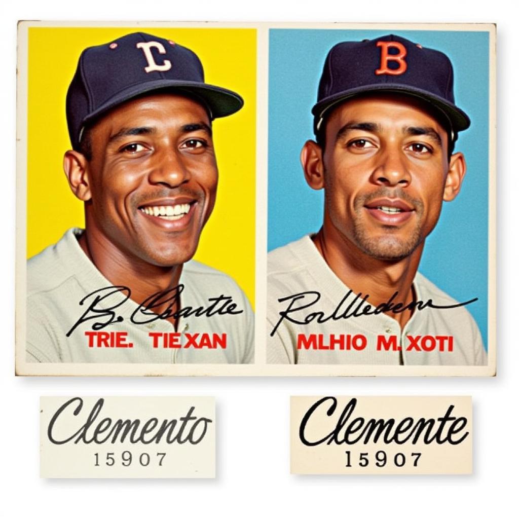 1959 Roberto Clemente Baseball Card Variations: Yellow and White Nameplate Comparisons