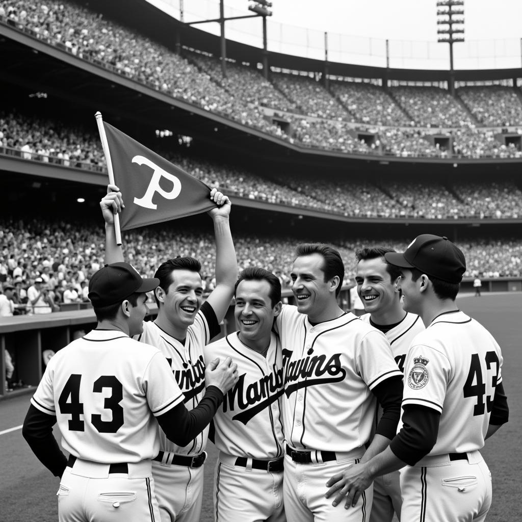 Minnesota Twins winning their first AL pennant in 1965