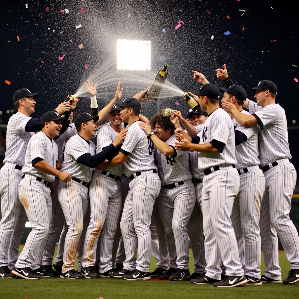 2000 Yankees Celebrating Their World Series Win