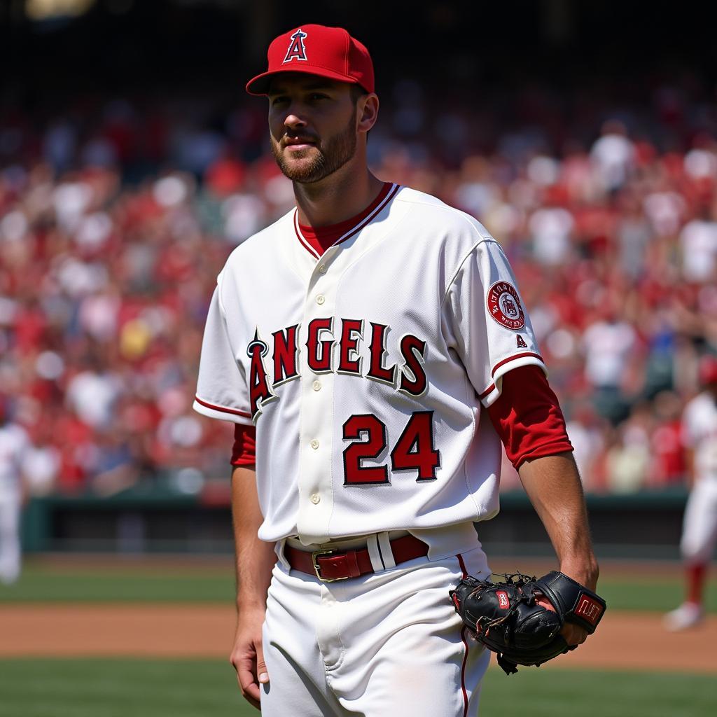 2002 Angels Jersey in Action During the World Series