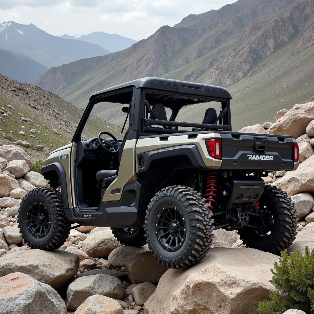 2025 Epic Ranger showcasing its impressive off-road capabilities in a rugged terrain.