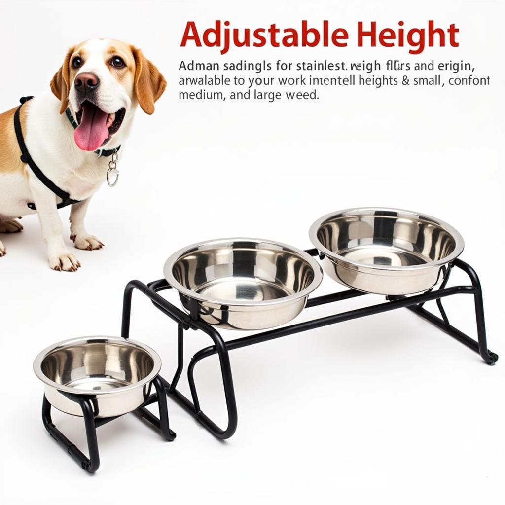 Three dog bowls stand with different heights for various dog breeds.