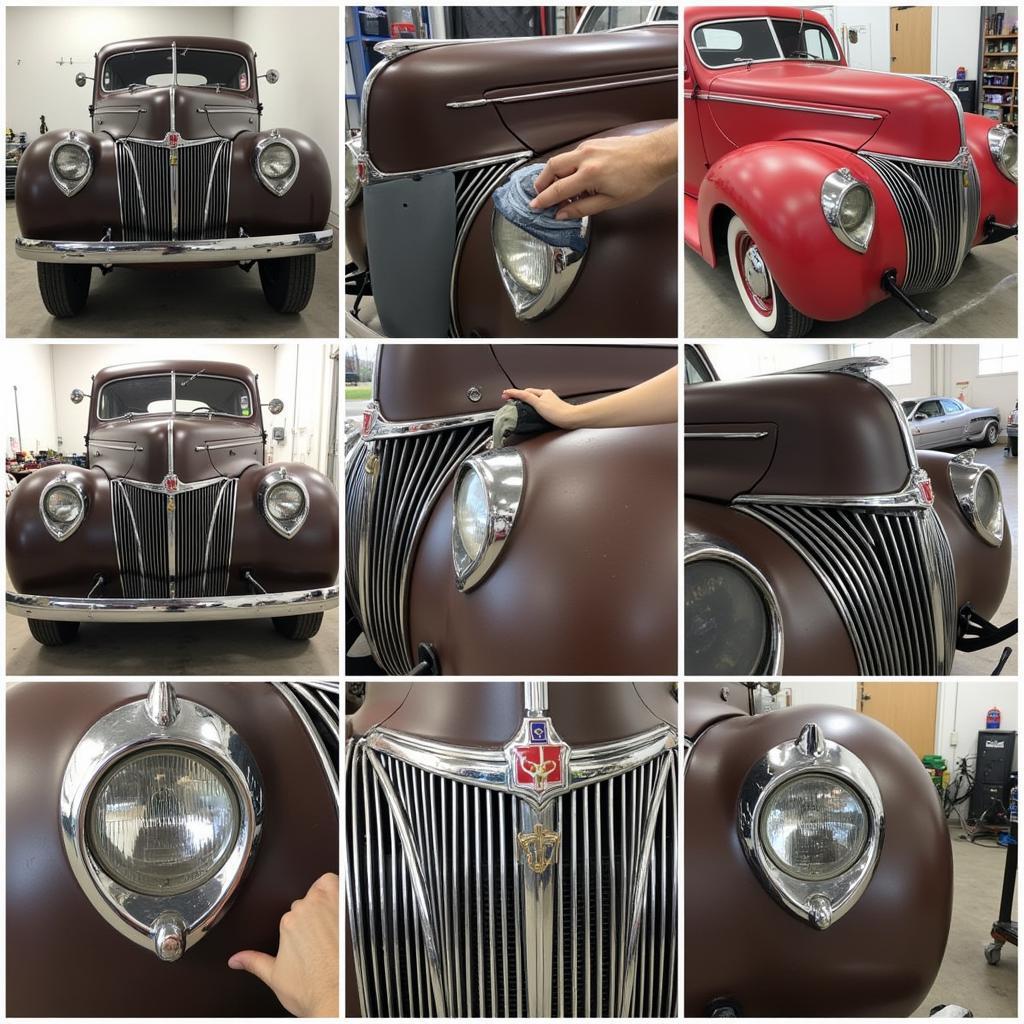 40 Ford Grill Restoration: Step-by-step process of restoring a damaged grill, including dent repair and re-chroming