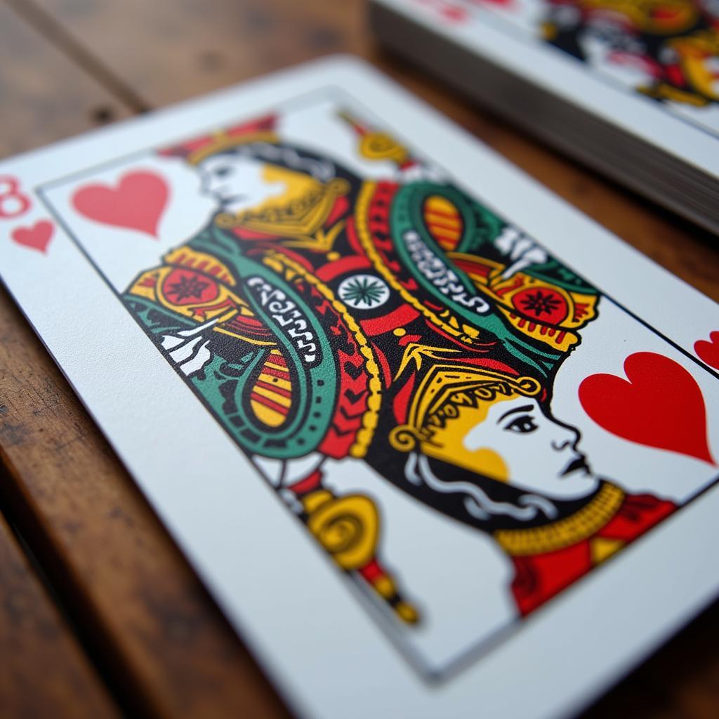 Close-up view of 818 playing card design