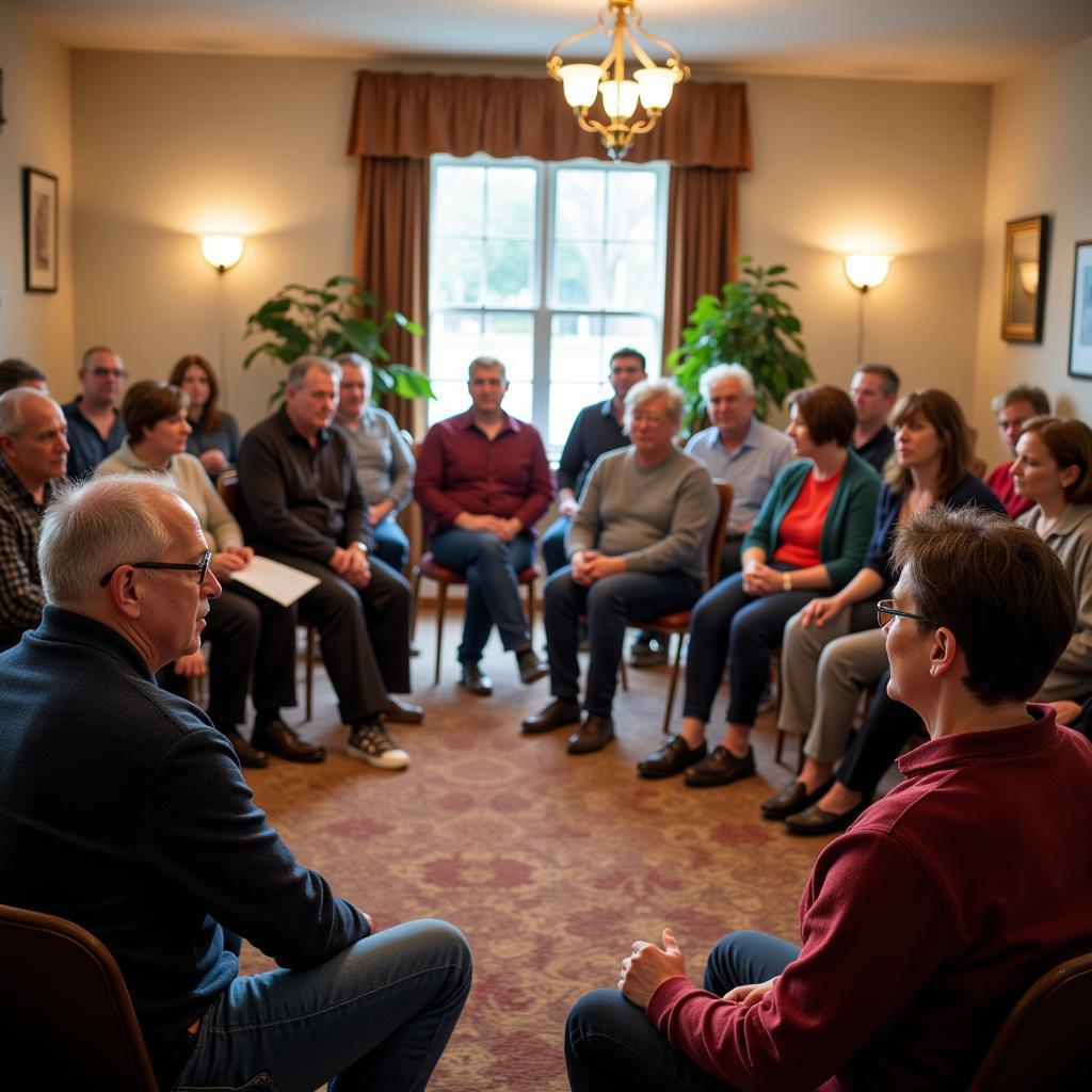 People supporting each other in an AA meeting in Arnold, MO