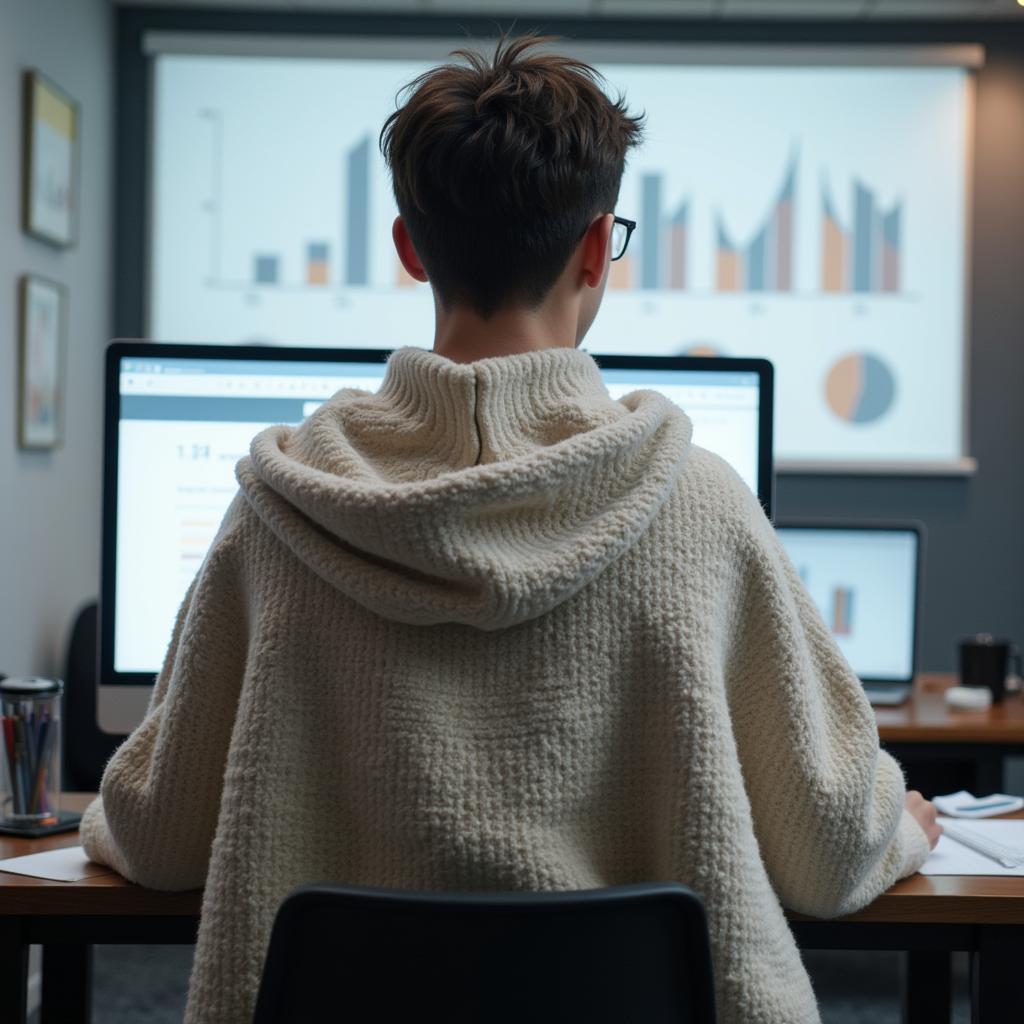 Conceptual image of an administrative results blanket shirt