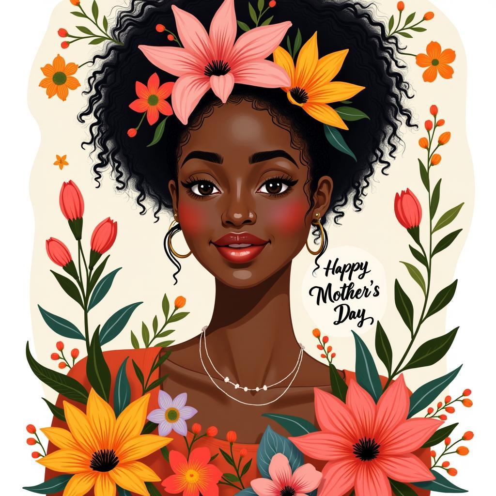 Elegant Floral African American Mother's Day Card