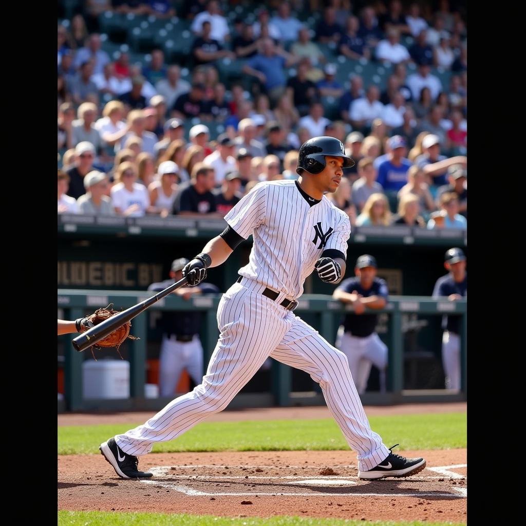 Alex Rodriguez Swinging in a Yankees Game