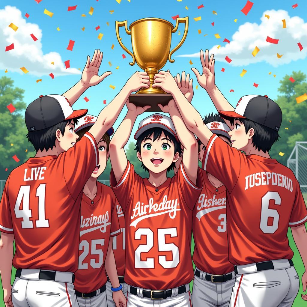 All Catboy Baseball Team Celebrating a Championship Win