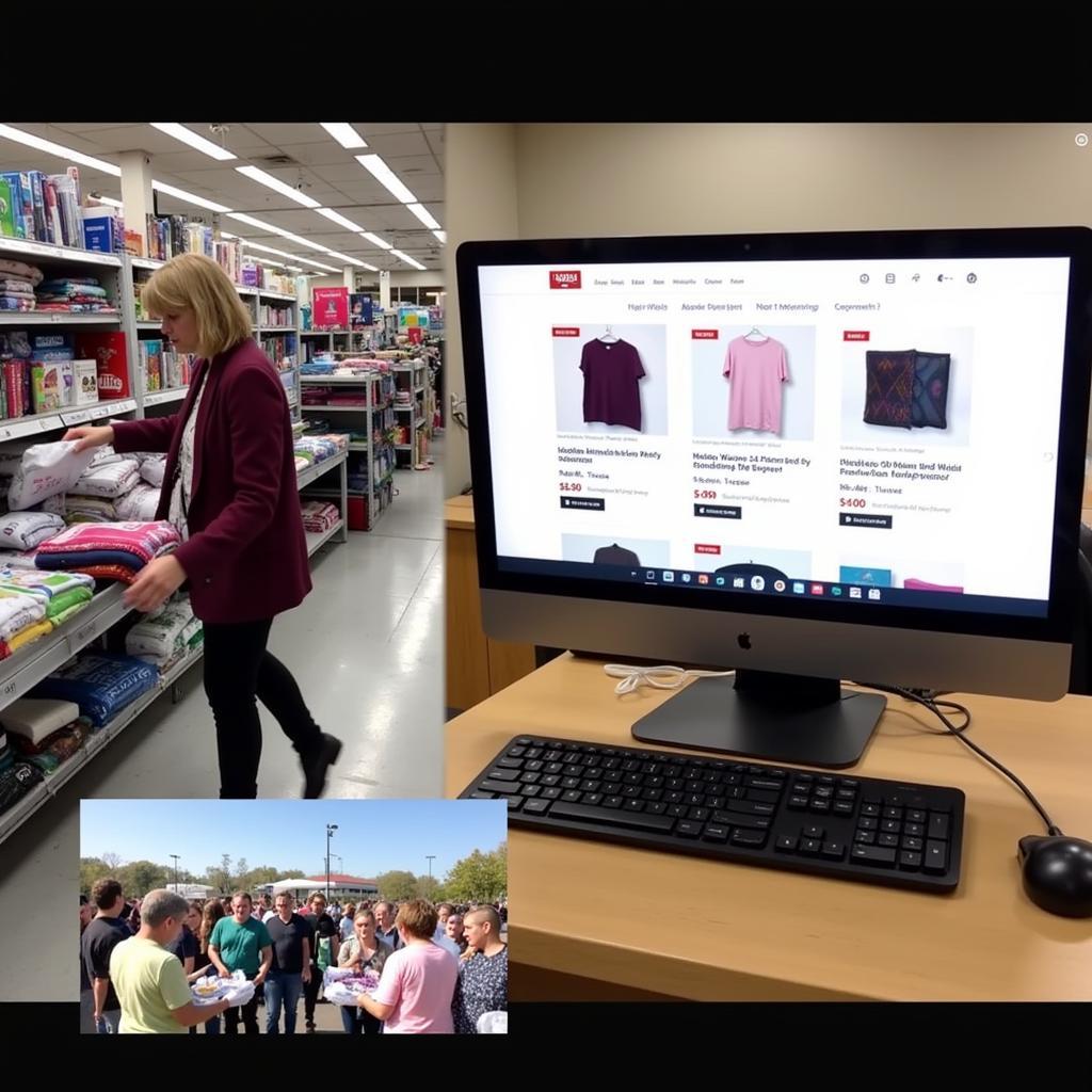 Alternative Options for Blankets: A collage showing various options like thrift stores, online marketplaces, and community donation drives.