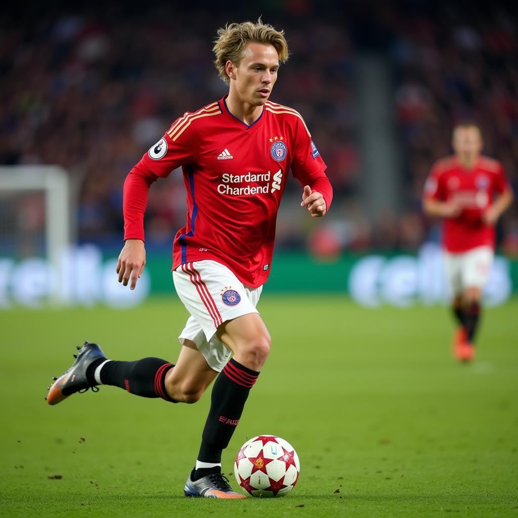 Frenkie de Jong hustling during a match