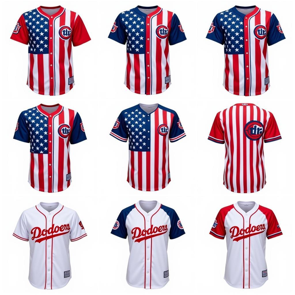 Various Styles of American Flag Baseball Jerseys