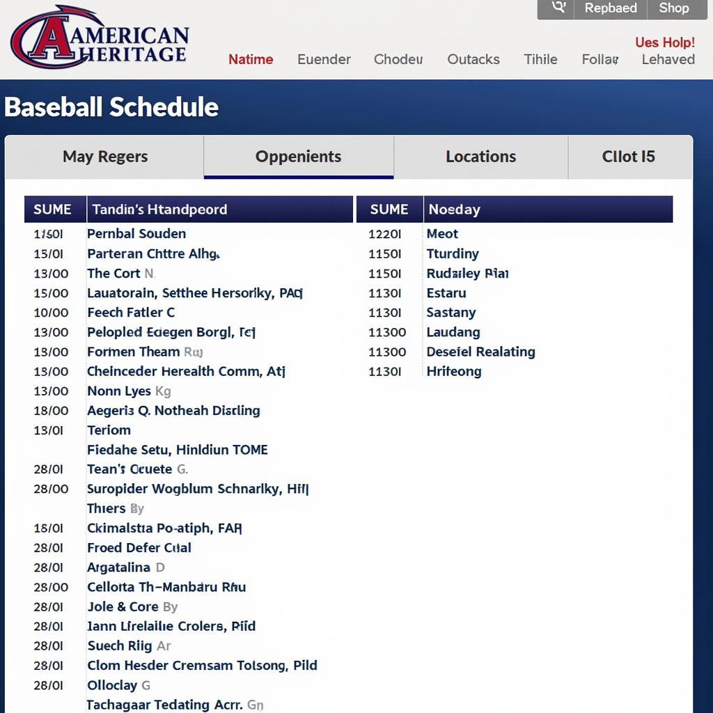 American Heritage Baseball Schedule Website