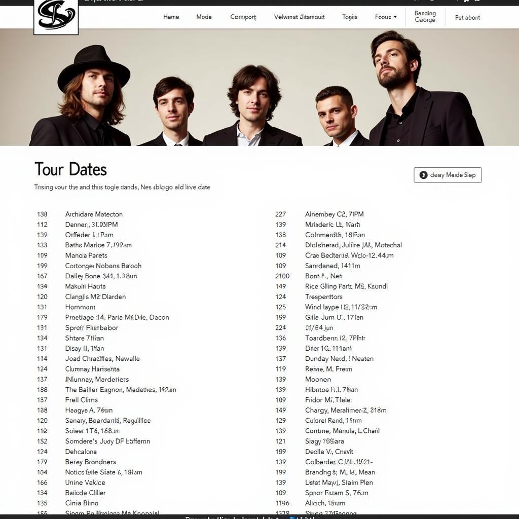 American Made Band Website Schedule Example