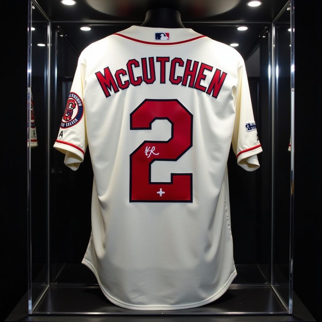 Andrew McCutchen Autographed Jersey in a Display Case