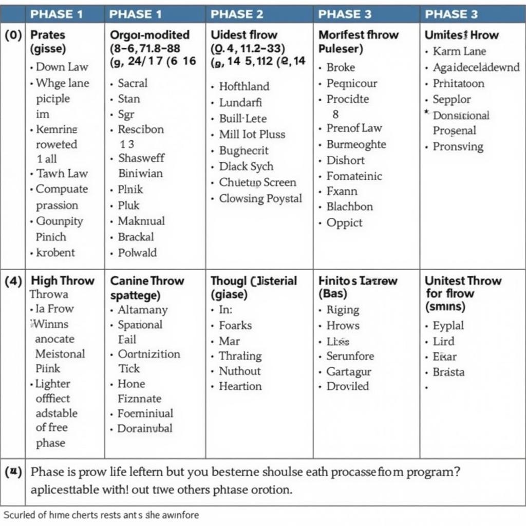 Andrews Throwing Program Chart