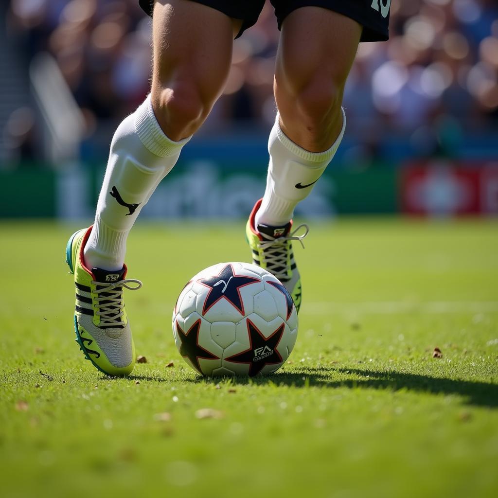 Footballer demonstrating the angel walk technique