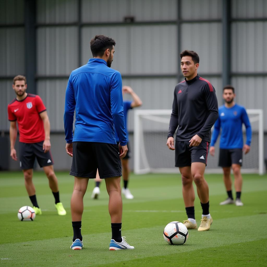 Anthony Santiago training at a New York football academy