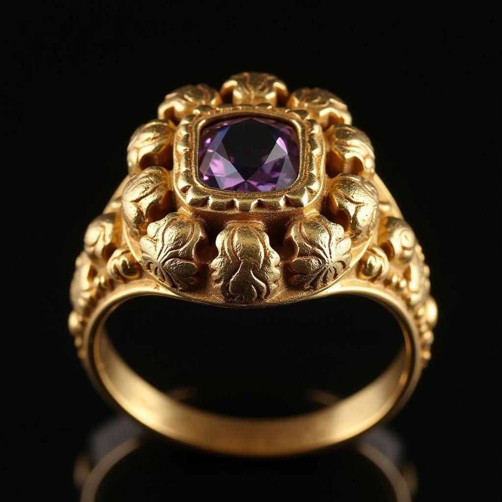 Intricate Details of an Antique Mexican Gold Ring