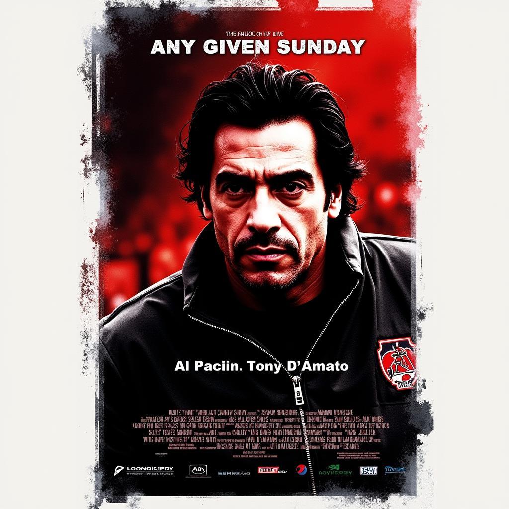 Any Given Sunday movie poster showing Al Pacino as coach Tony D’Amato