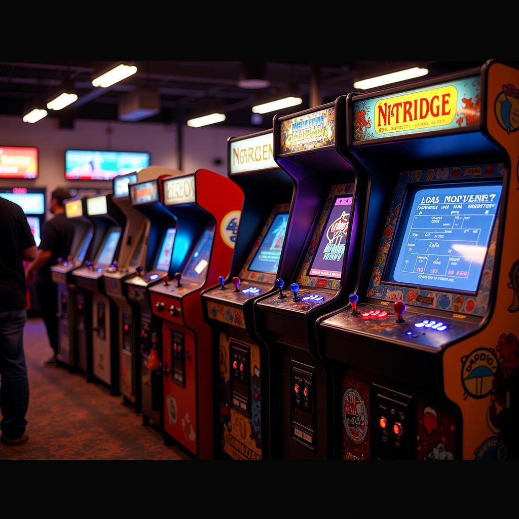 Retro arcade game machines on sale.