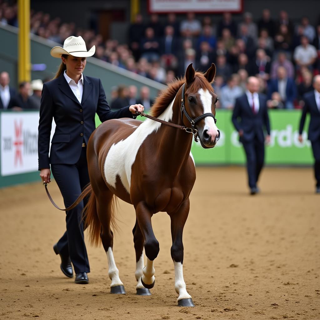 Miniature horse being shown in a competition in Arizona