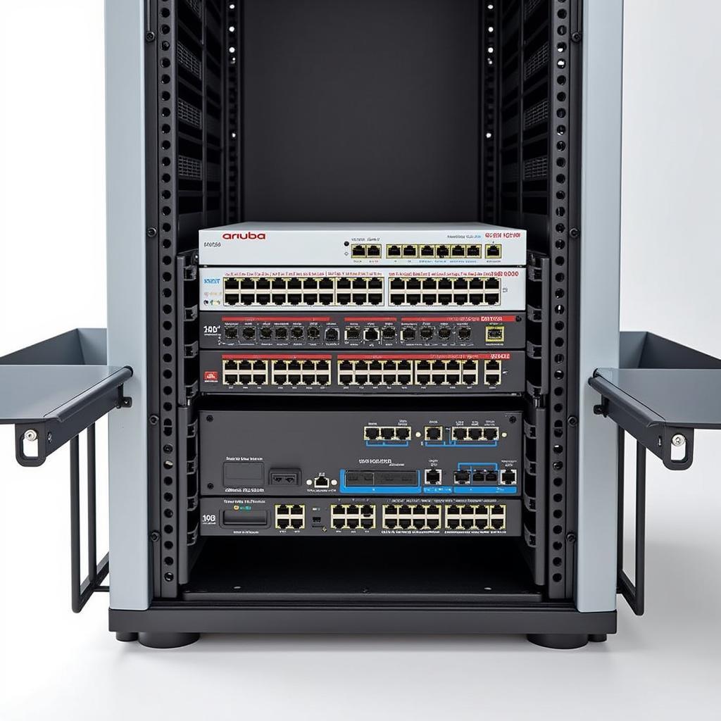 Aruba 48-POE Switch in Network Rack