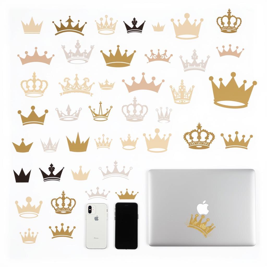 Assorted Decal Crowns on Display